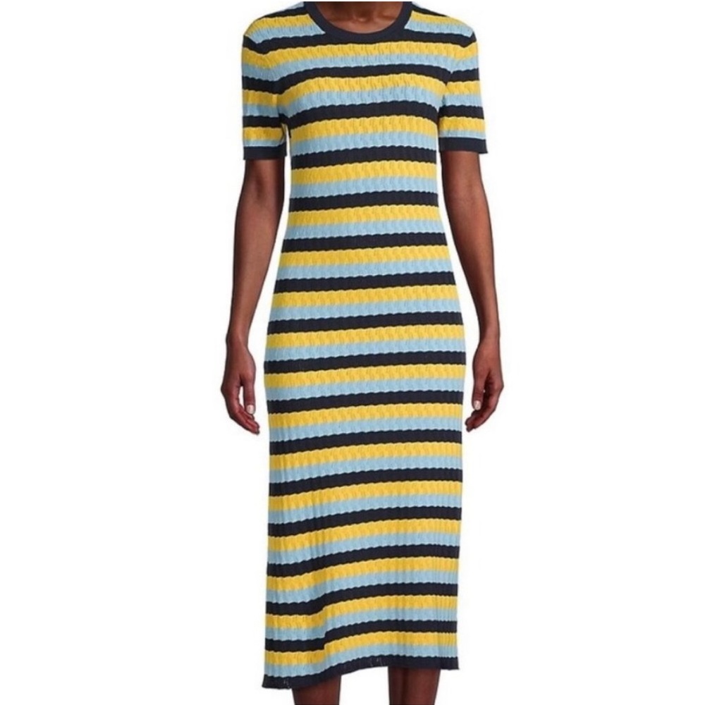 Jason Wu Yellow and Blue Striped Midi Dress